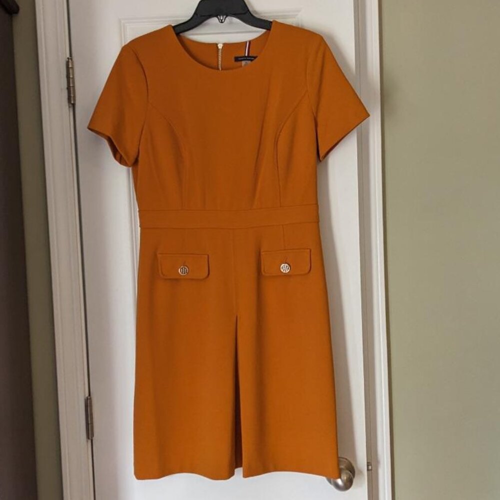 Tommy Hilfiger Burnt Orange Shift Dress, fake pockets